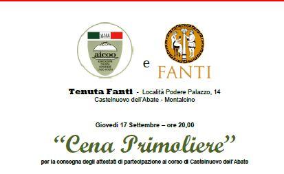 Cena Primoliere – Montalcino loc. Podere Palazzo