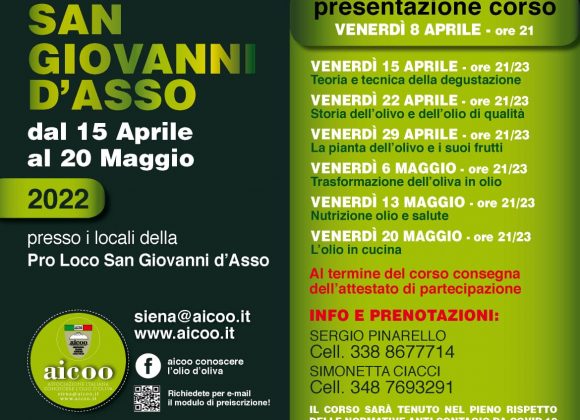 Corso Primo Livello – San Giovanni D’ASSO – 15 aprile / 20 Maggio