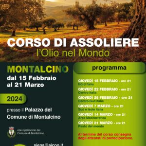 Corso di “ASSOLIERE”  – Montalcino – 15 febbraio -21 marzo 2024