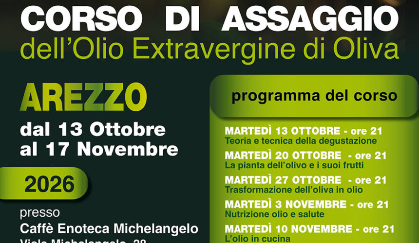 CORSO DI ASSAGGIO -13 ottobre 17 novembre 2026 -AREZZO