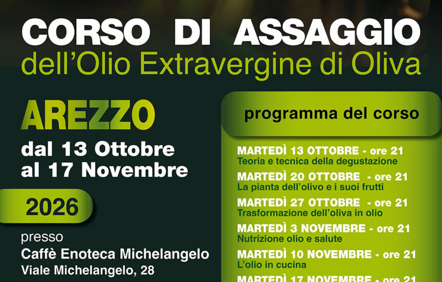 CORSO DI ASSAGGIO -13 ottobre 17 novembre 2026 -AREZZO