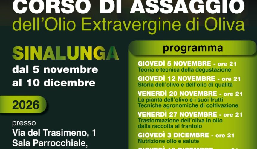 corso di assaggio – sinalunga (si) . 5 novembre – 10 dicembre 2026